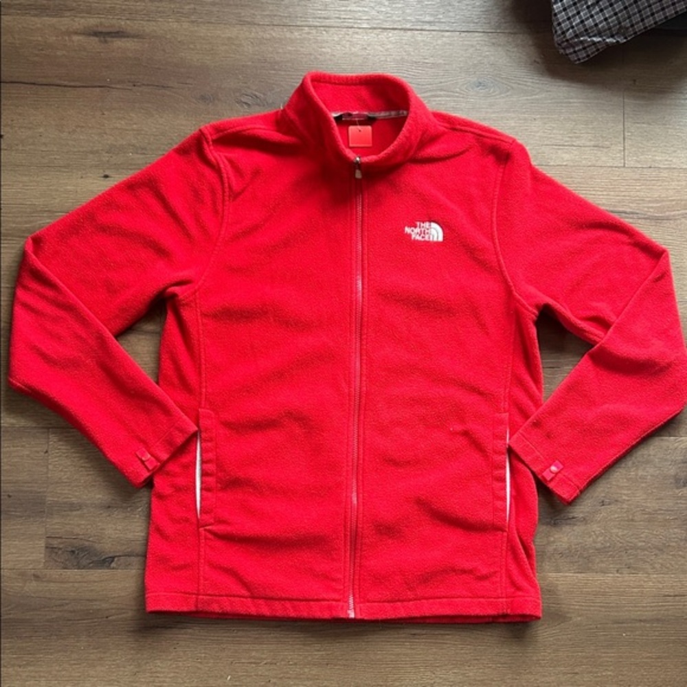 The North Face Bright Red Full-Zip Fleece Jacket ! Large